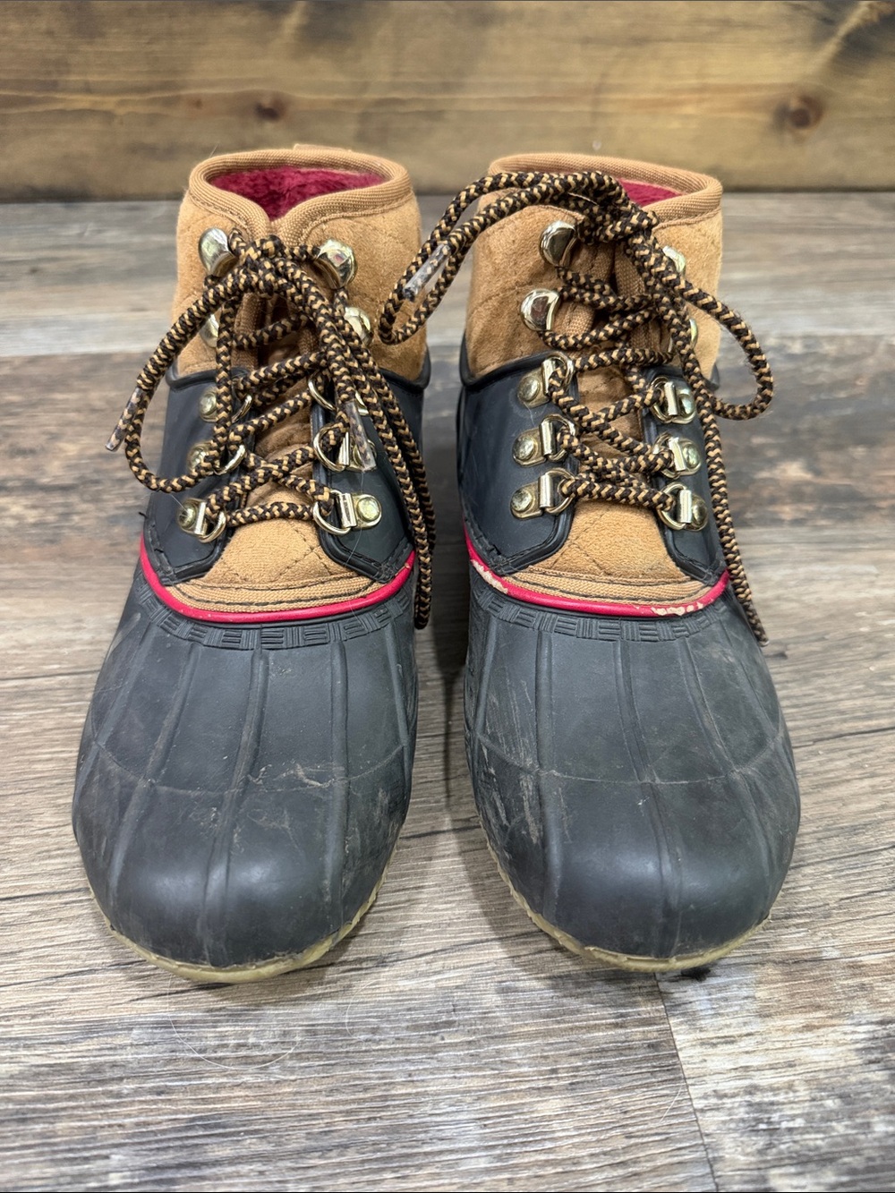 Tommy Hilfiger Brown and Black Winter Rain Duck Boots